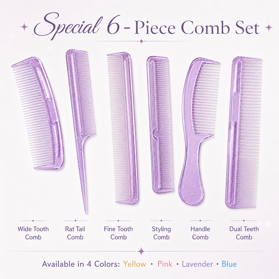Multi design comb set ( 6 pcs )  مجموعه متنوعه من المشط