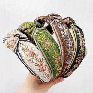 Vintage Embroidery  with Knot Boho headband