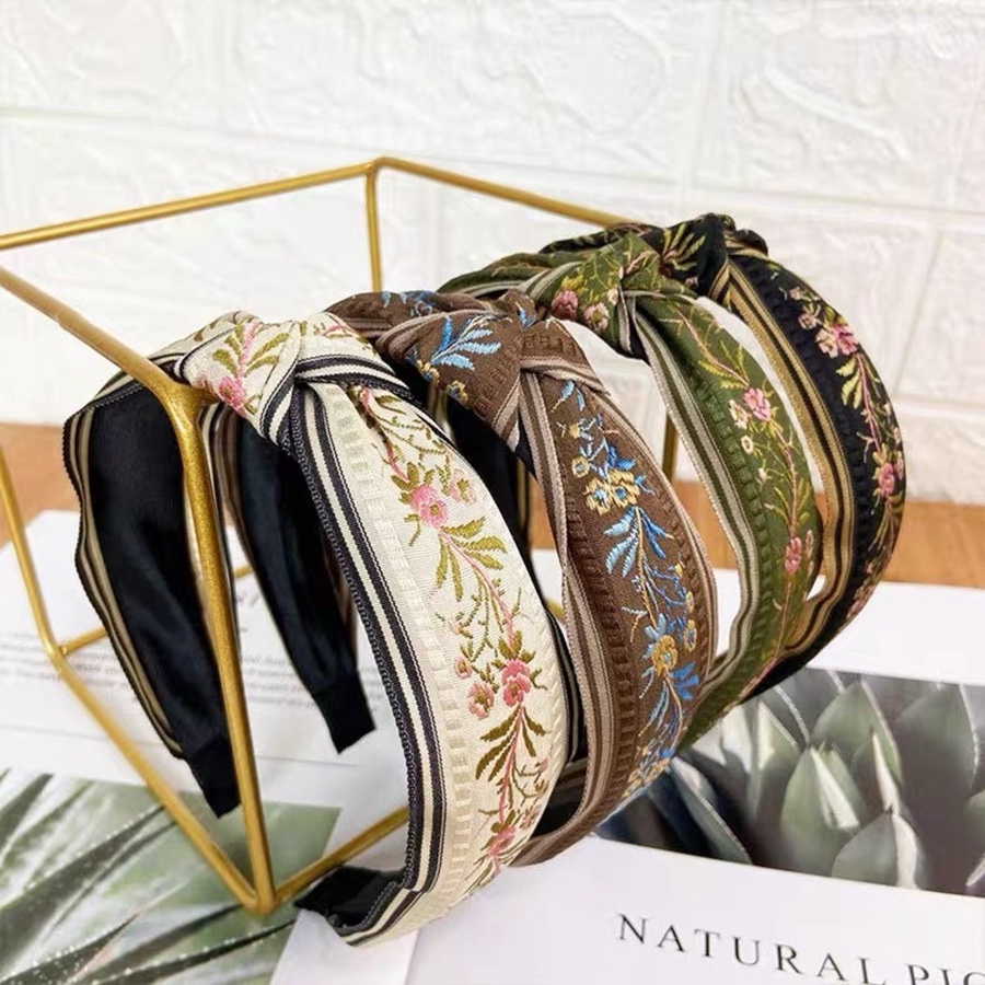 Vintage Embroidery  with Knot Boho headband