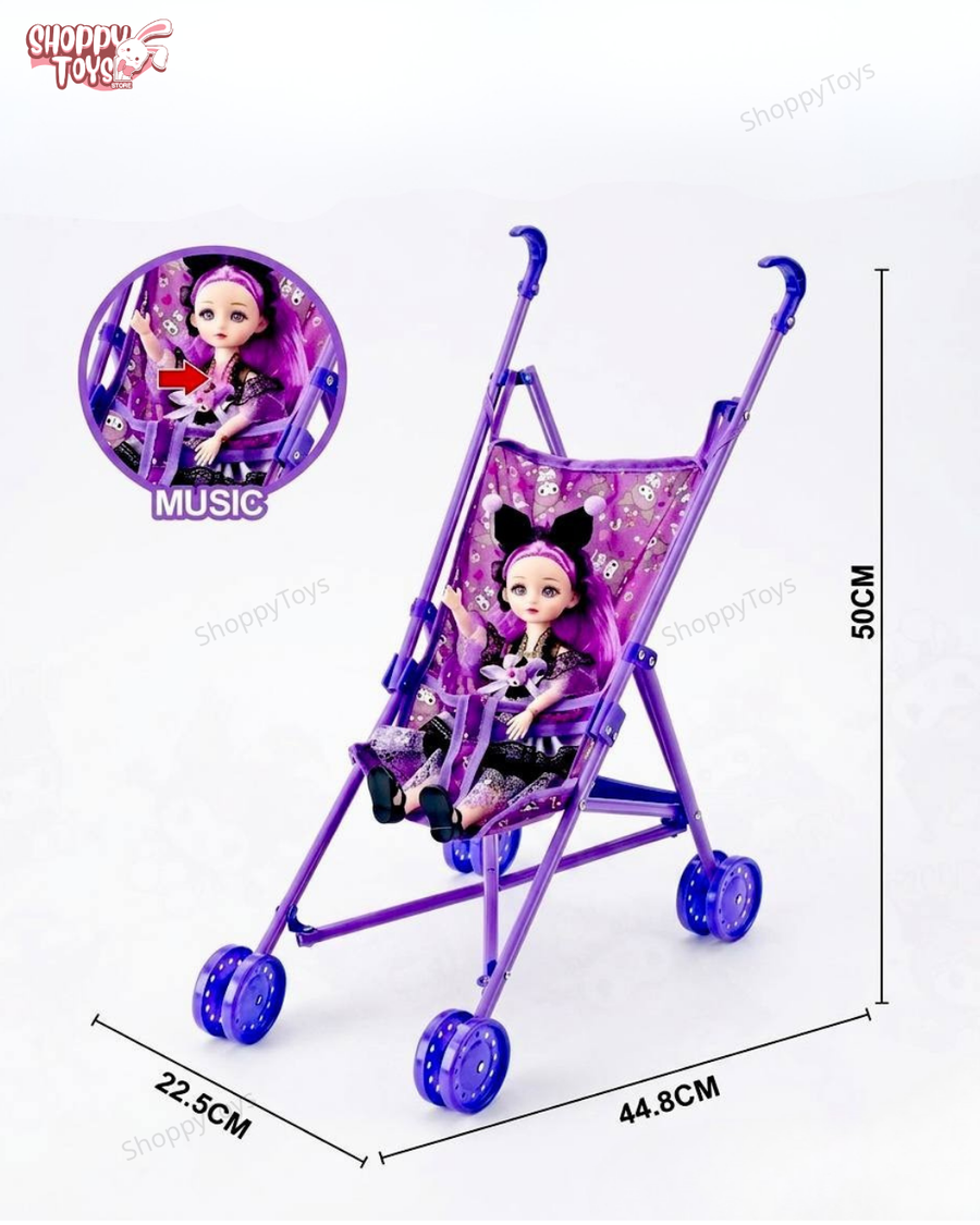 مجموعة عروسة و عربة أطفال "بيبي لوفلي" الموسيقية (Baby Lovely Music Cart)