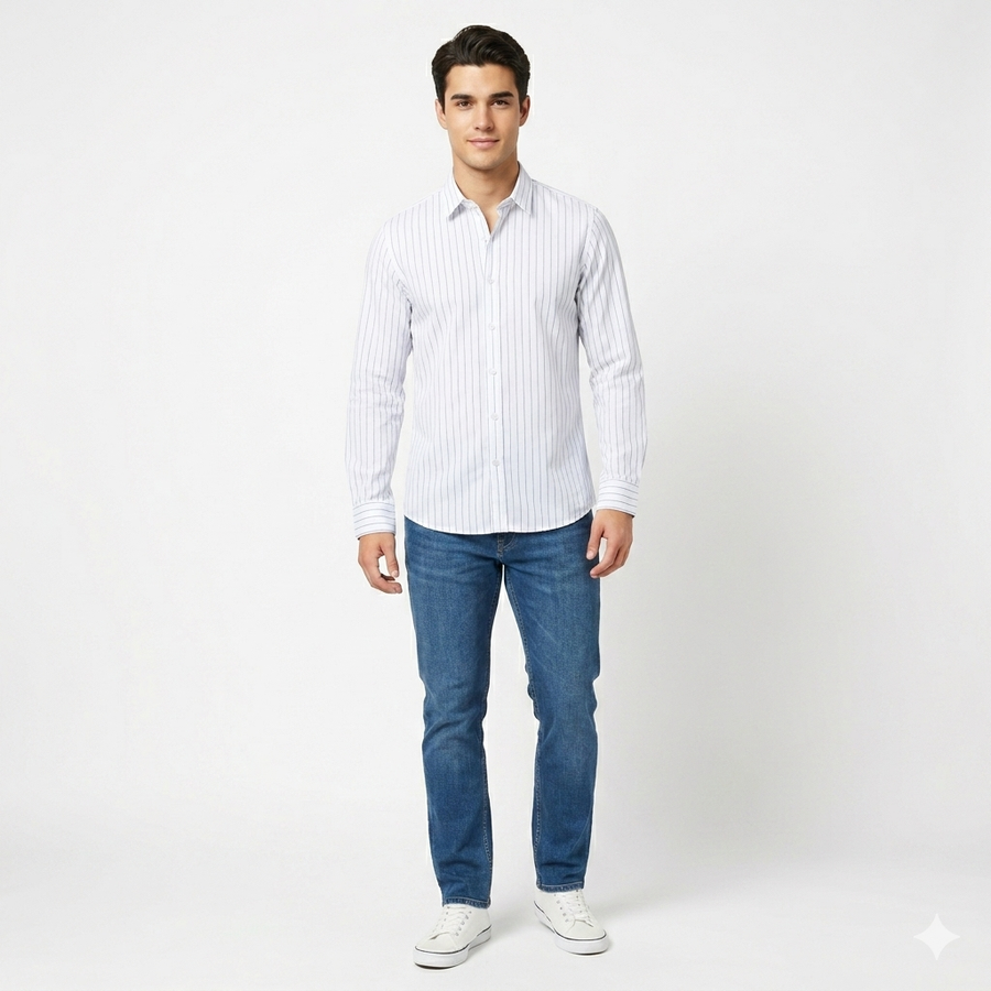 Striped Cotton Shirt — Relaxed Fit