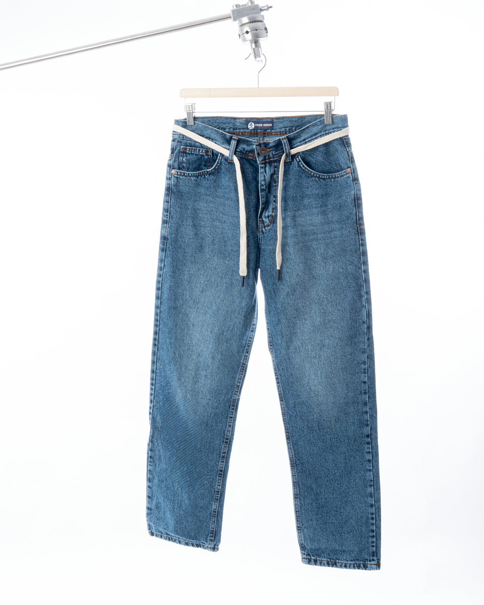 Wide-Leg Denim Pants