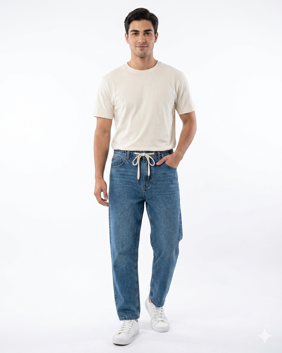 Wide-Leg Denim Pants