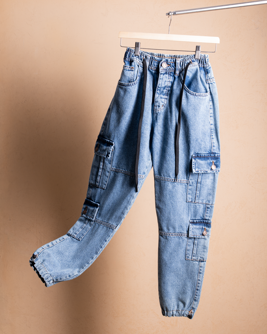 Denim Cargo Jogger Pants
