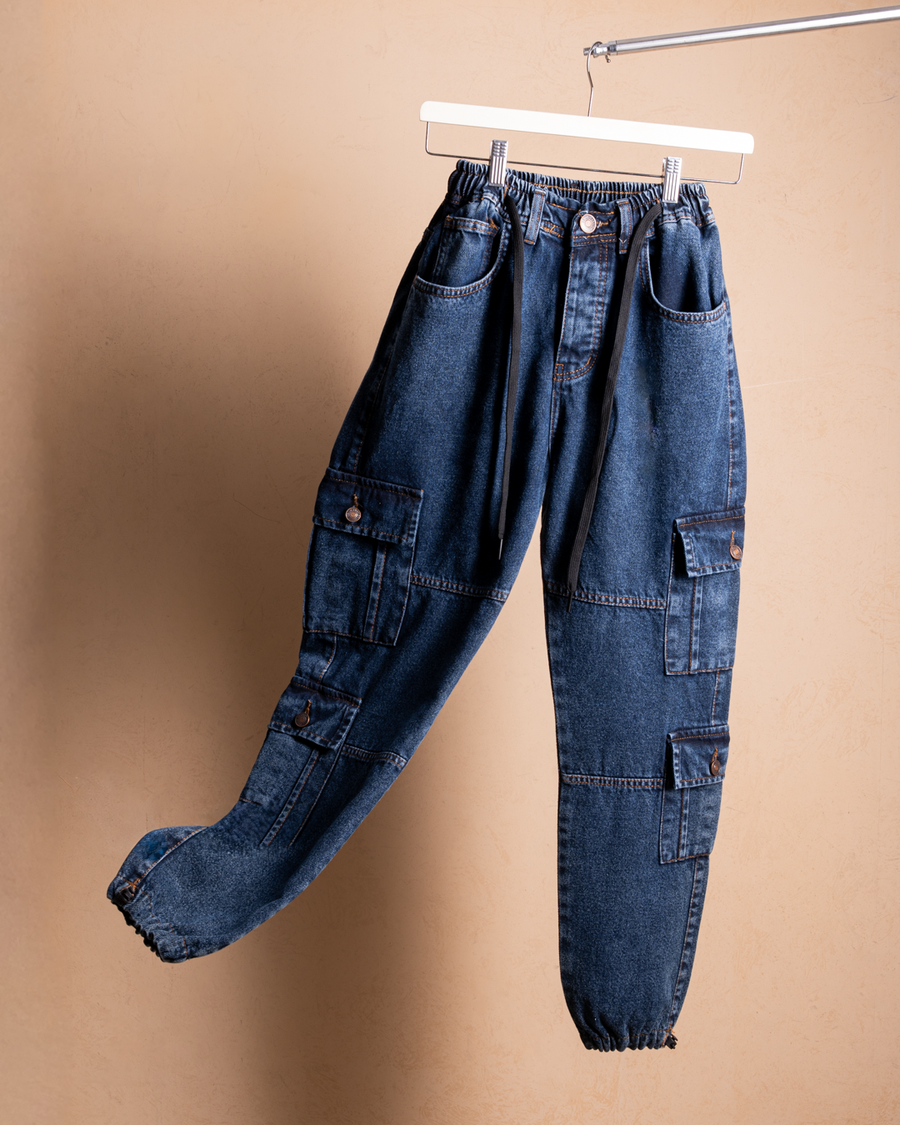 Denim Cargo Jogger Pants