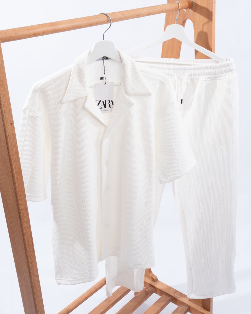 Jacquard Cotton Summer Set — Shirt & Trousers