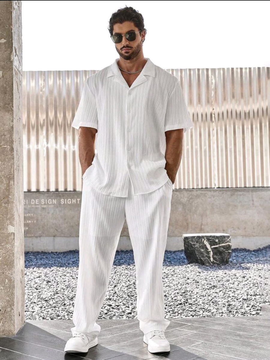 Jacquard Cotton Summer Set — Shirt & Trousers