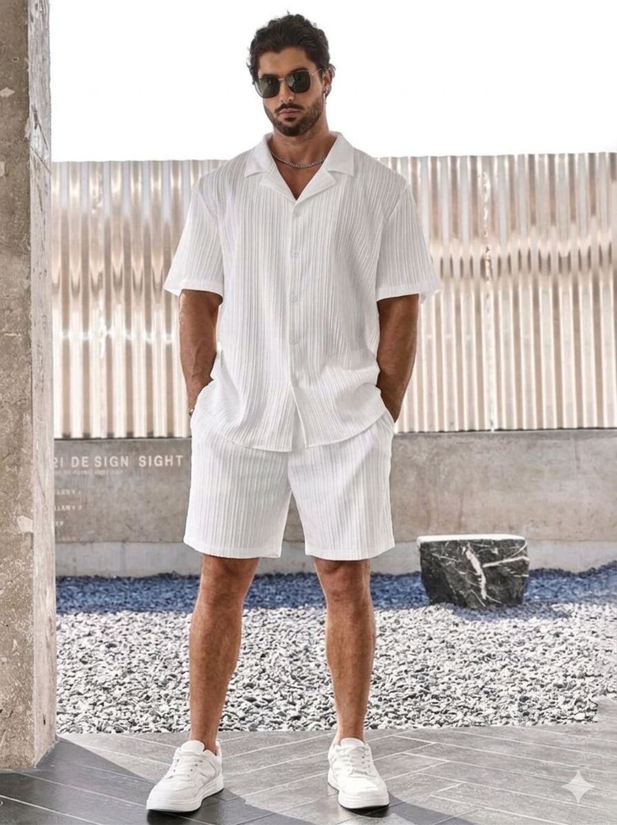 acquard Cotton Summer Set — Shirt & Shorts
