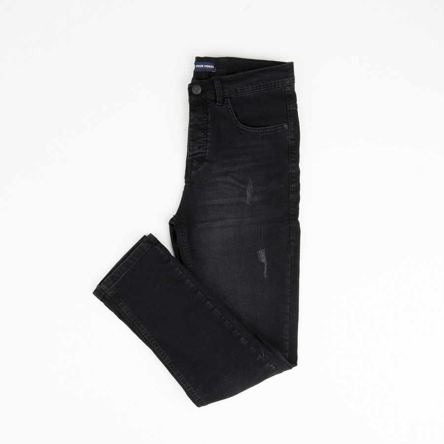 Distressed Stretch Denim Jeans — Regular Fit