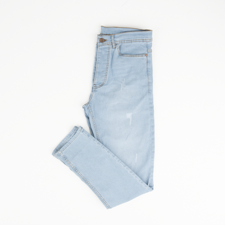 Distressed Stretch Denim Jeans — Regular Fit