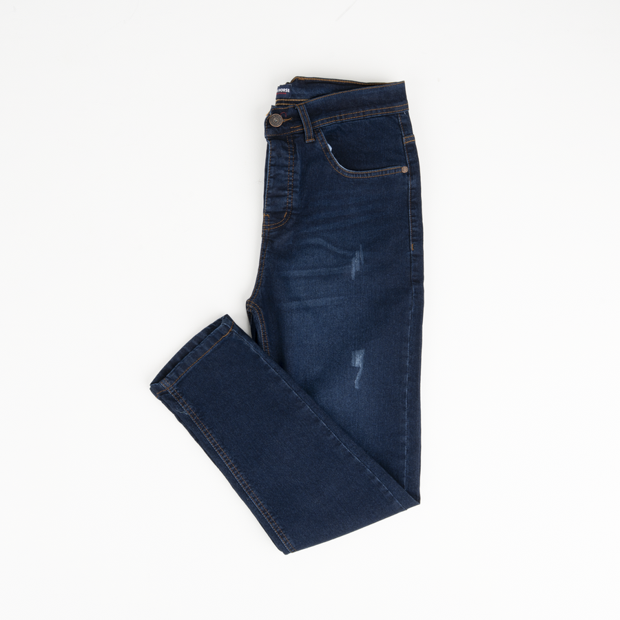 Distressed Stretch Denim Jeans — Regular Fit