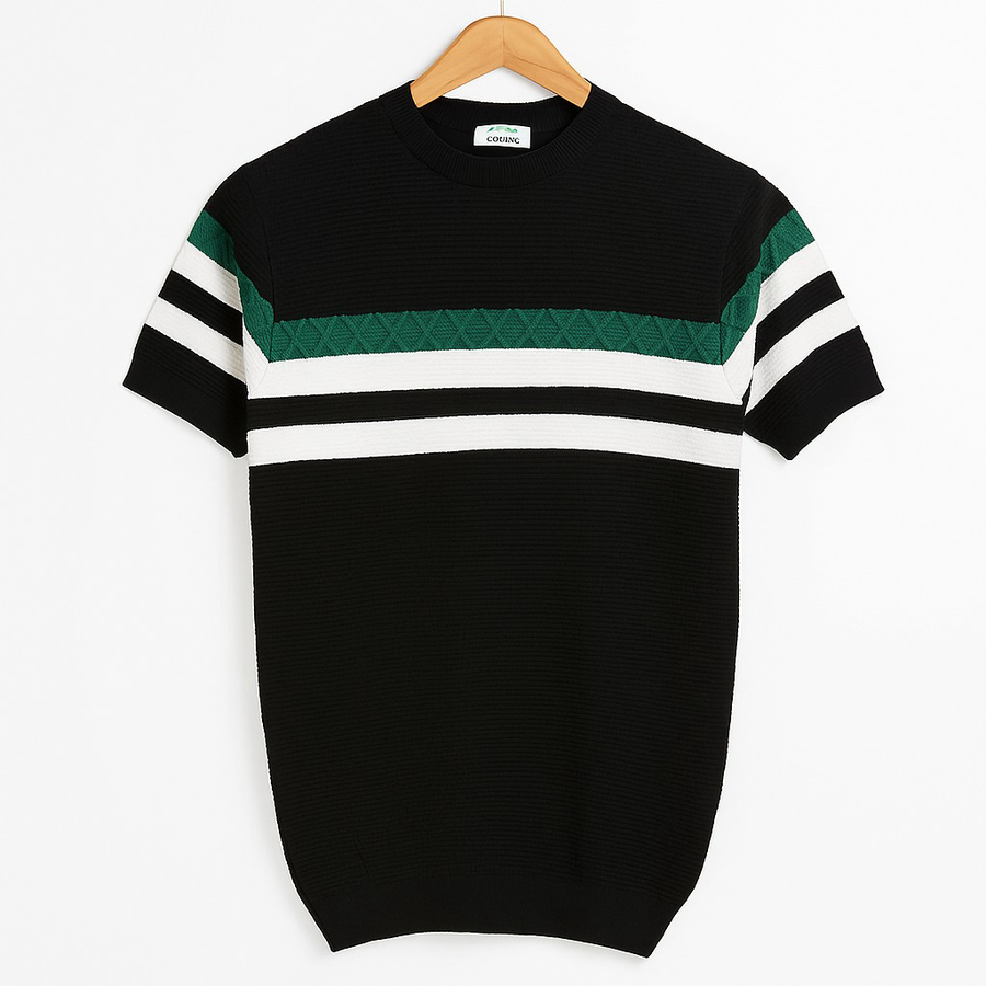 Diamond Knit Crew Neck T-Shirt