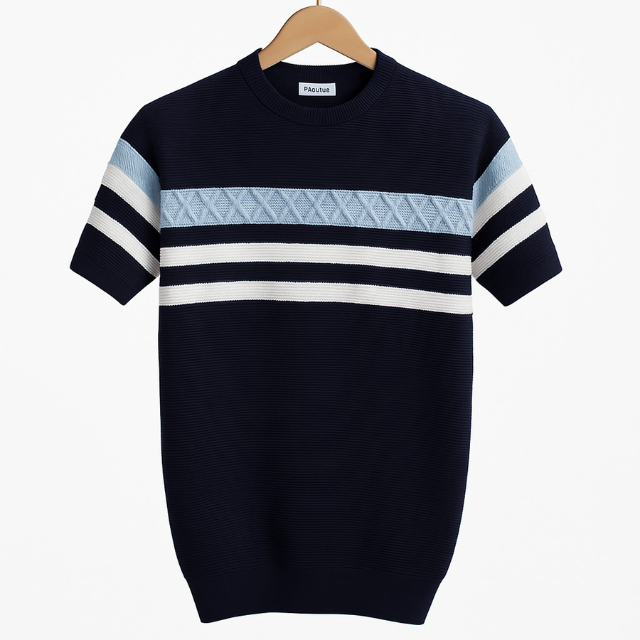 Diamond Knit Crew Neck T-Shirt