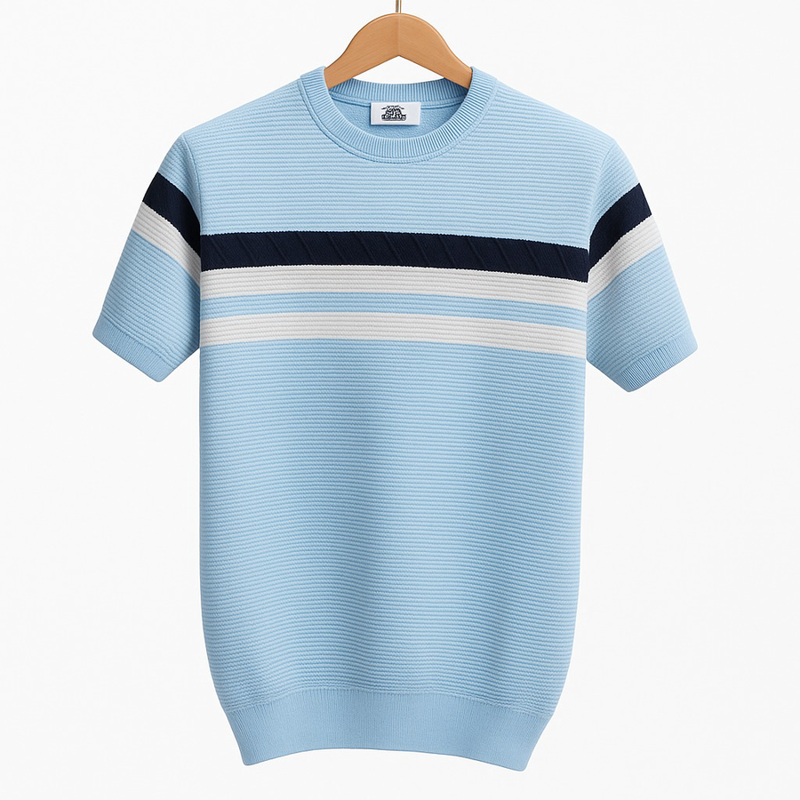 Diamond Knit Crew Neck T-Shirt