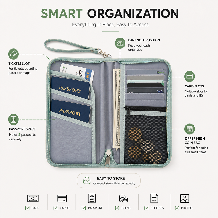 All-In-One Airport Travel Organizer Wallet