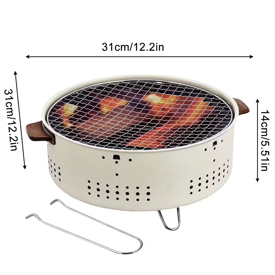شواية فحم مستديرة محمولة للرحلات والمصيف | شواية BBQ عملية