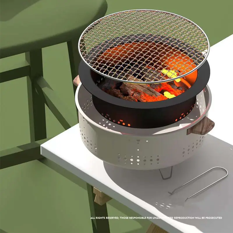 شواية فحم مستديرة محمولة للرحلات والمصيف | شواية BBQ عملية