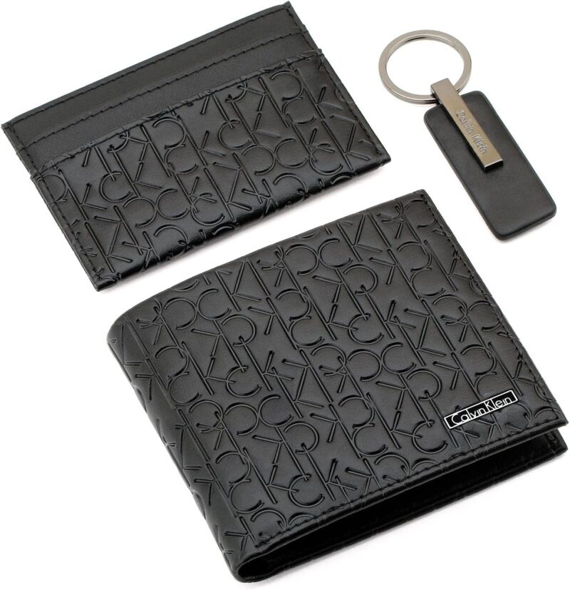 Men’s Leather Wallet Set 3 Pcs – Black