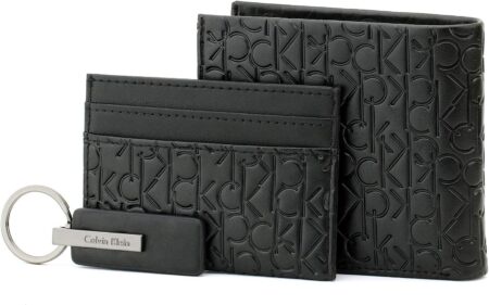 Men’s Leather Wallet Set 3 Pcs – Black