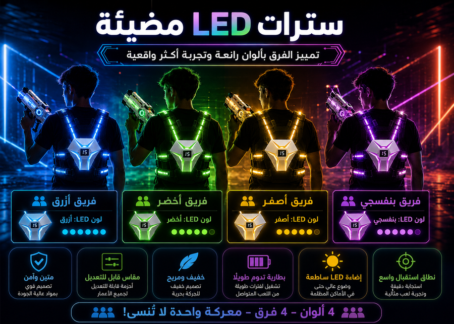 لعبة ليزر تفاعلي واقعي - مجموعة مكونة من 4 مسدسات مع مخزون طاقة لمغامرات حماسية!