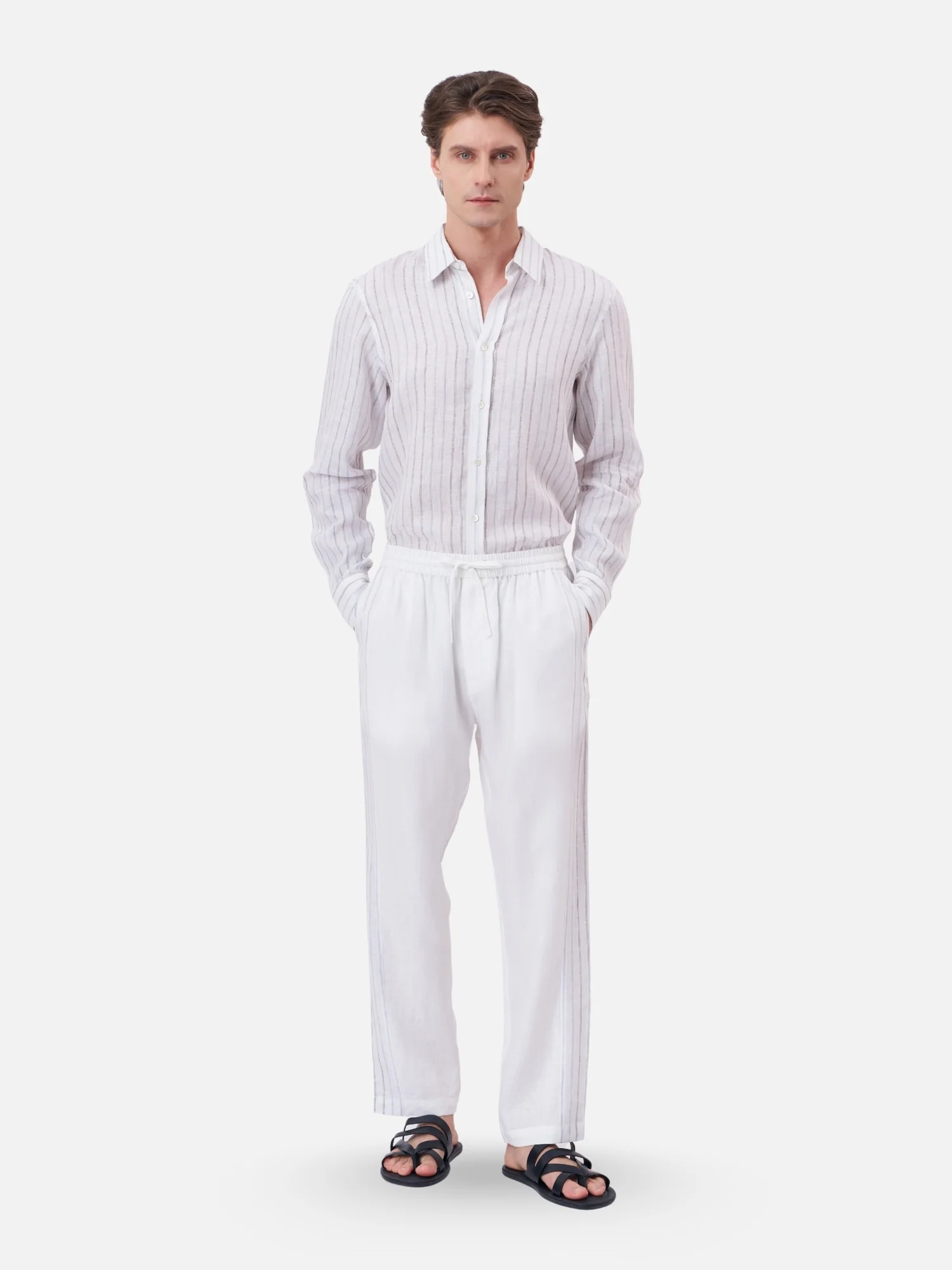 Relaxed Stripe Linen Trousers