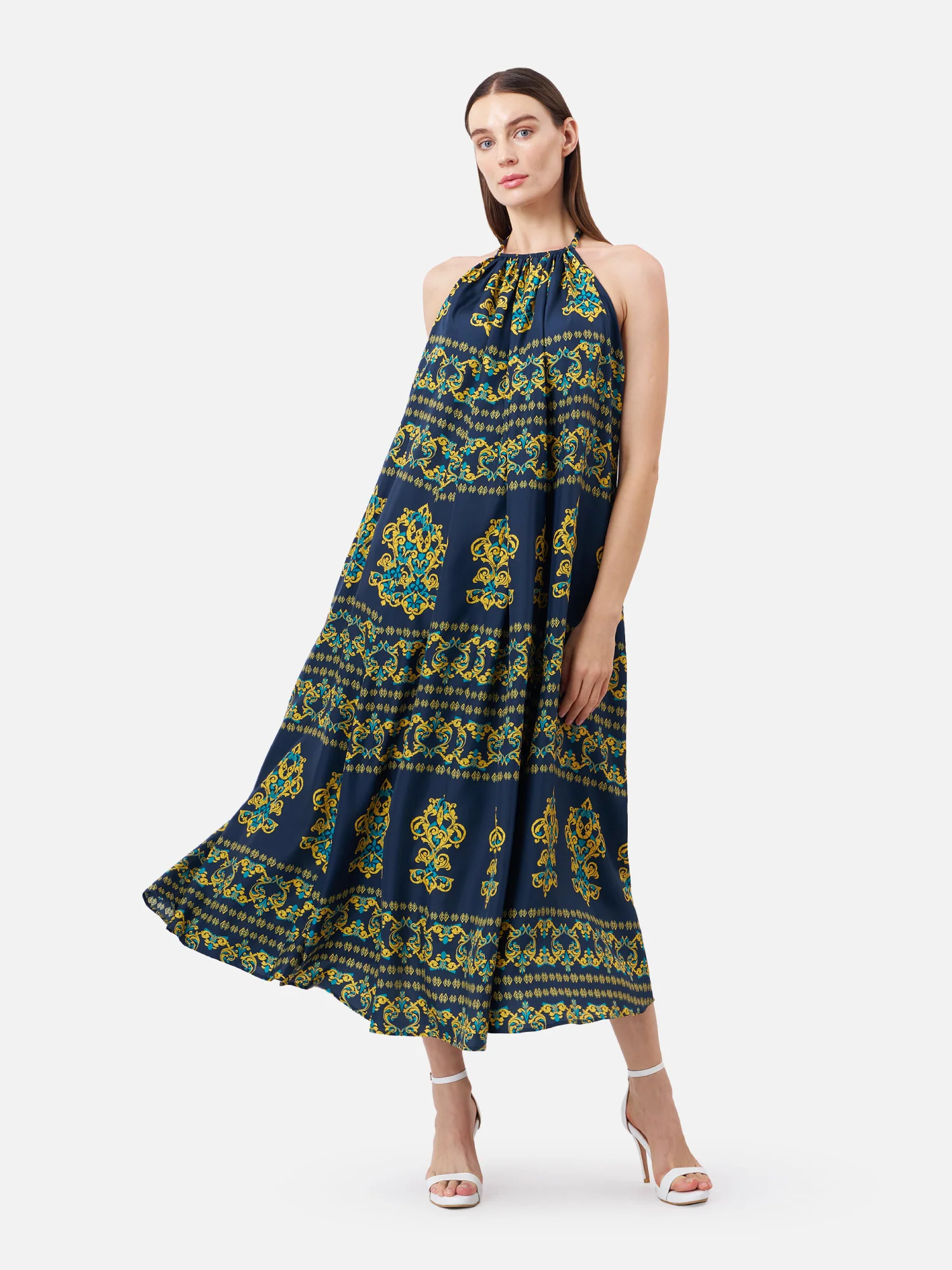 Indian Ancient Open Back Maxi Dress