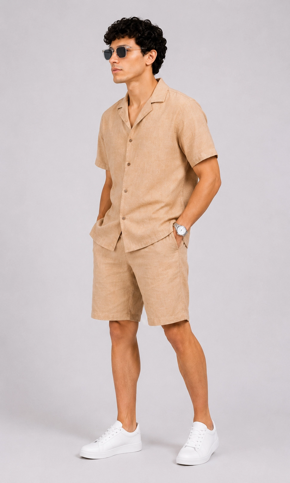 Sand Beige Shorts Set