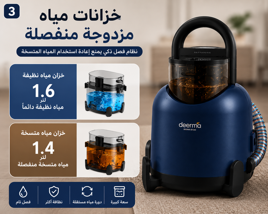 منظف الأقمشة والسجاد المحمول بالماء الساخن 50° – تنظيف عميق للأرائك والسجاد والمفروشات مع 5 رؤوس متعددة