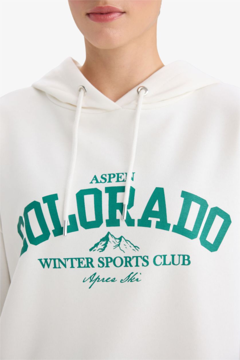 Oversized Printed Long Sleeve Hoodie