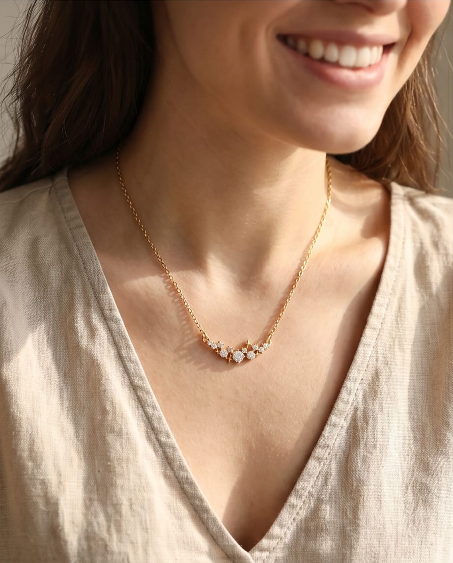 Whimsical Celestial Galaxy Cluster Necklace