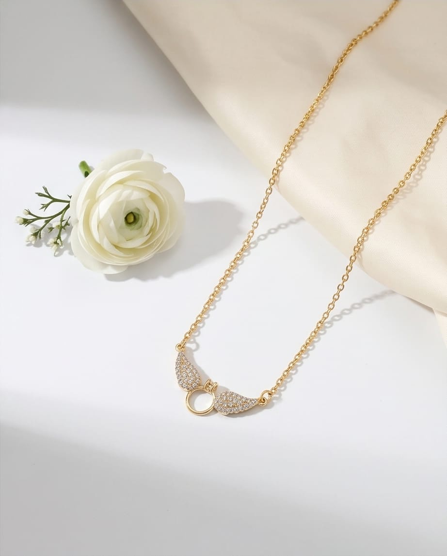 Modern Pave Crystal Spread Wing Necklace