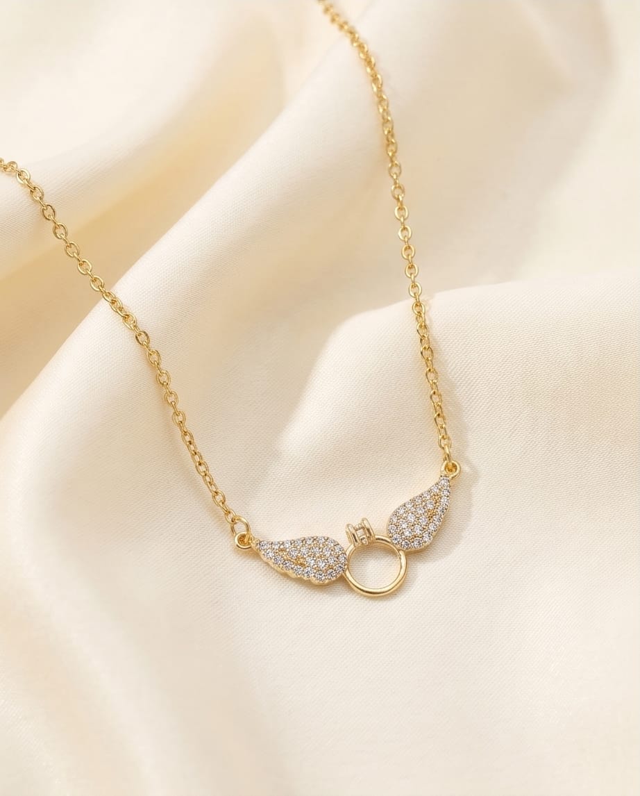Modern Pave Crystal Spread Wing Necklace