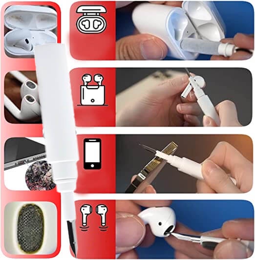 قلم تنظيف سماعات الأذن الاحترافي 3 في 1 – تنظيف عميق لسماعات البلوتوث و AirPods