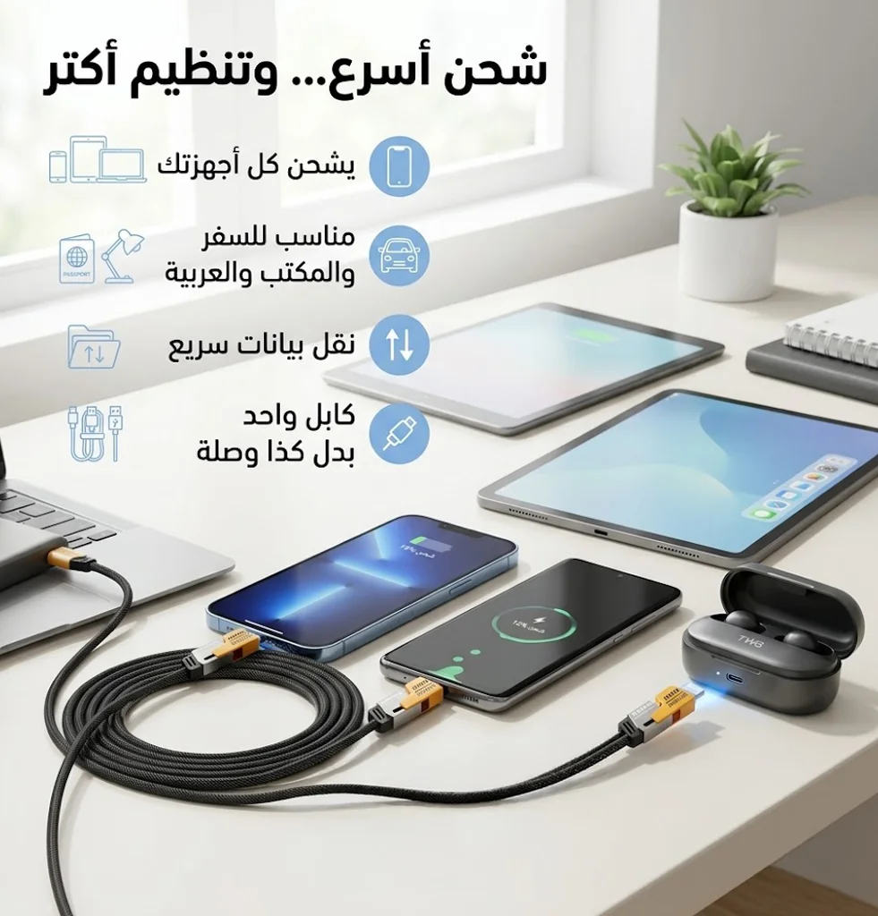كابل شاحن USB متعدد