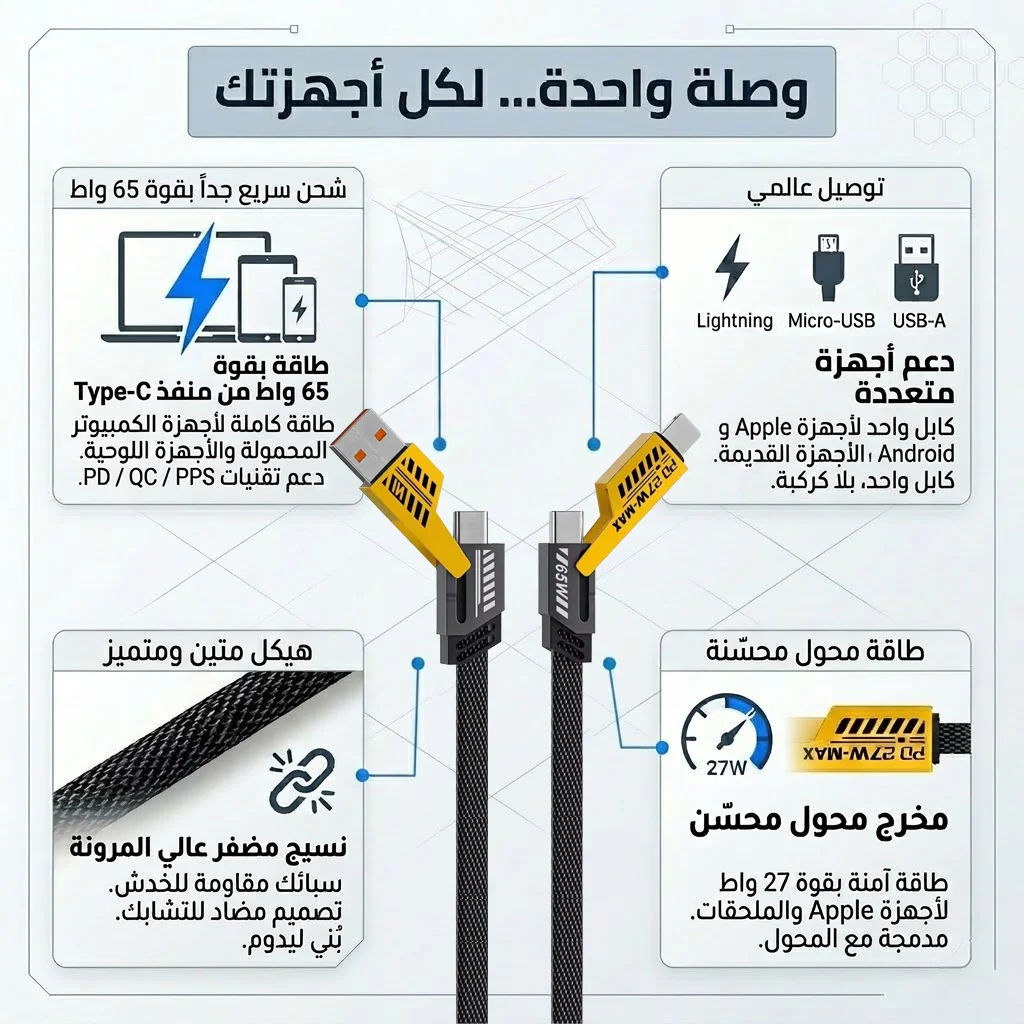 كابل شاحن USB متعدد