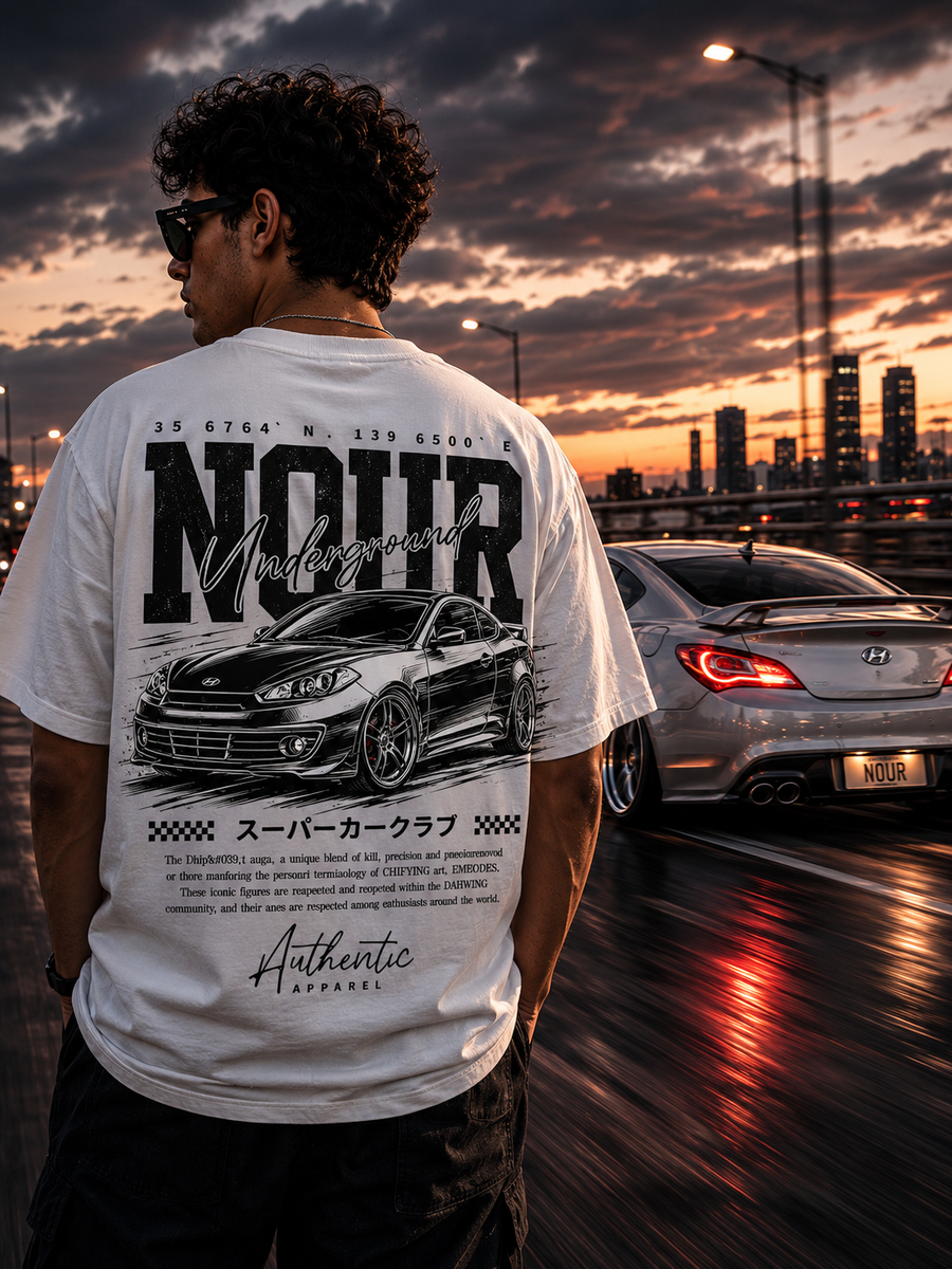 تيشيرت NOUR Underground رجالي | تصميم سيارات JDM وخامة مريحة