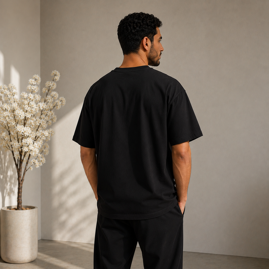 تيشيرت Essential Oversized الأسود – ستايل Minimal عصري