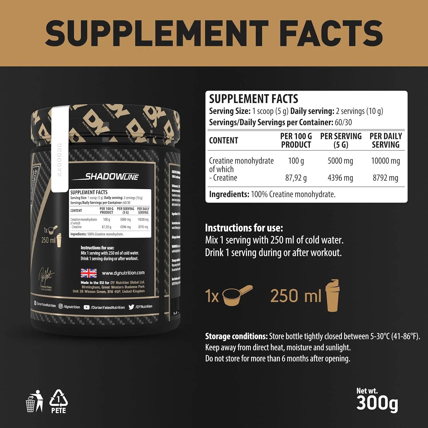 DY Nutrition Creatine Monohydrate Unflavored