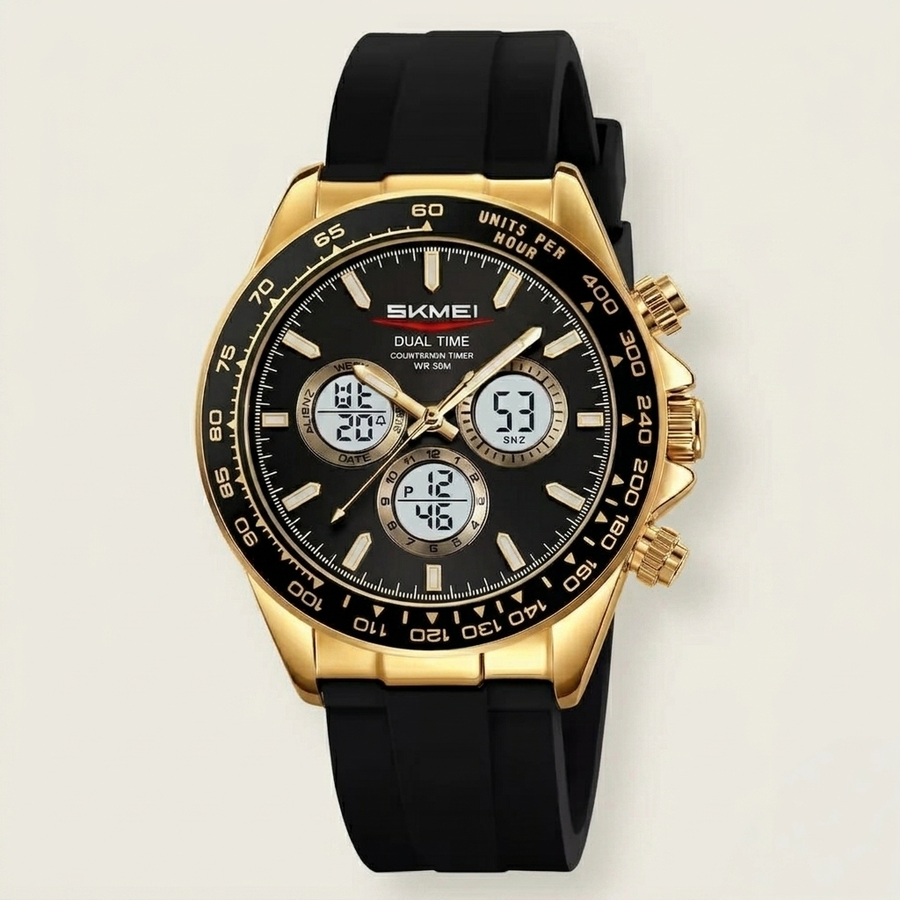 SKMEI Daytona Gold Rubber Strap