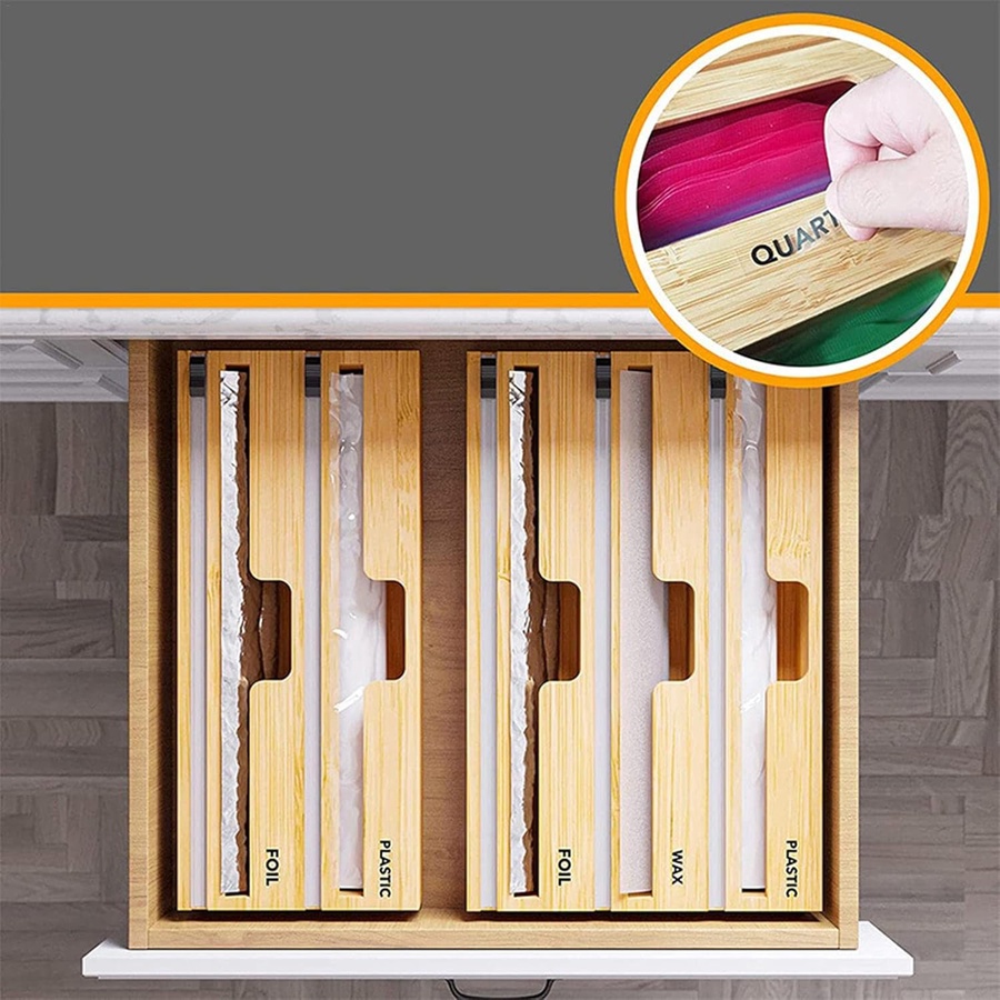 Triple Wooden Foil Dispenser - حامل الفويل الثلاثي الخشبي