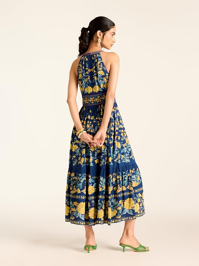Indian Ancient Open Back Maxi Dress