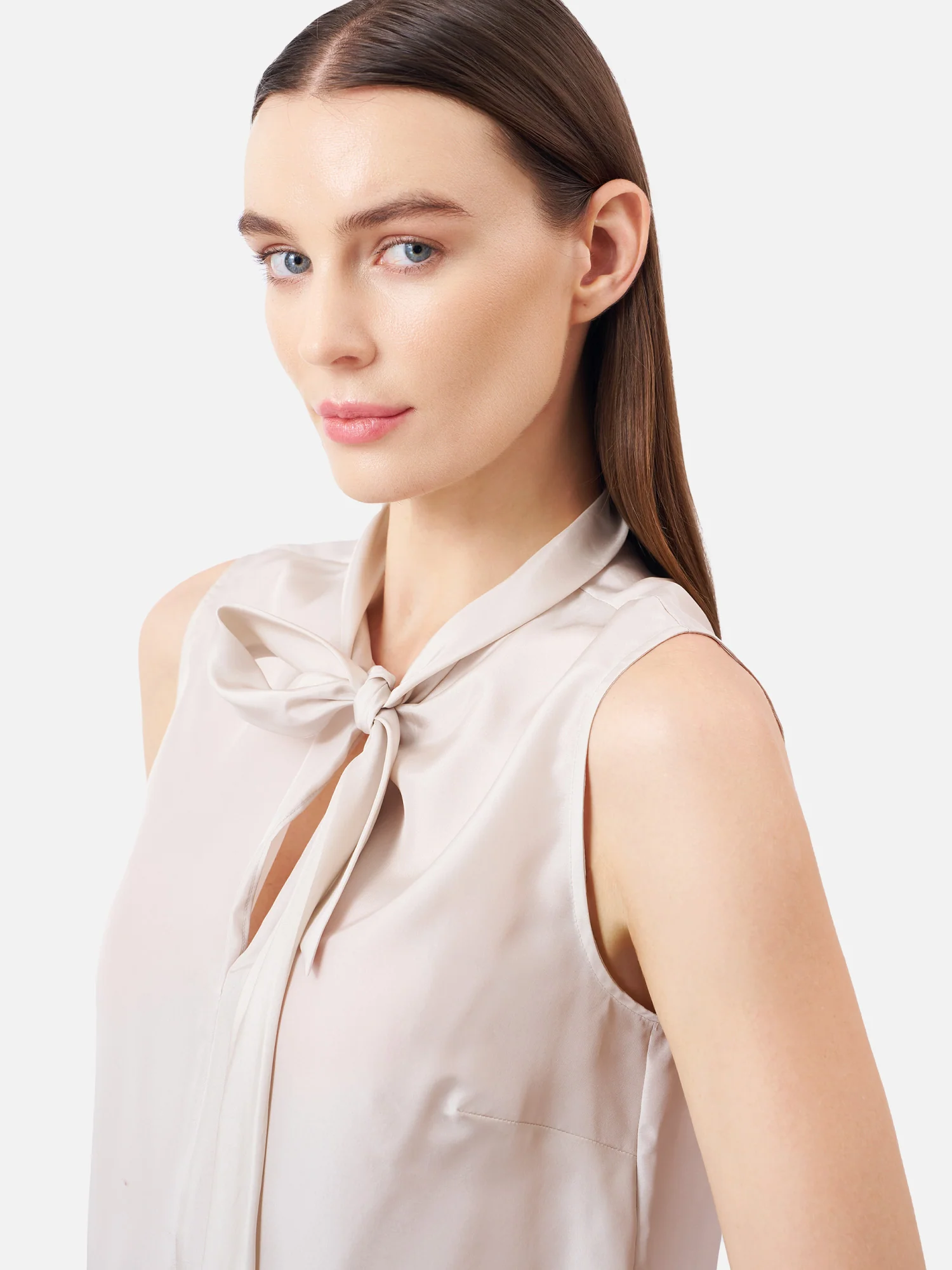 Elegant Tie-Neck Sleeveless Blouse