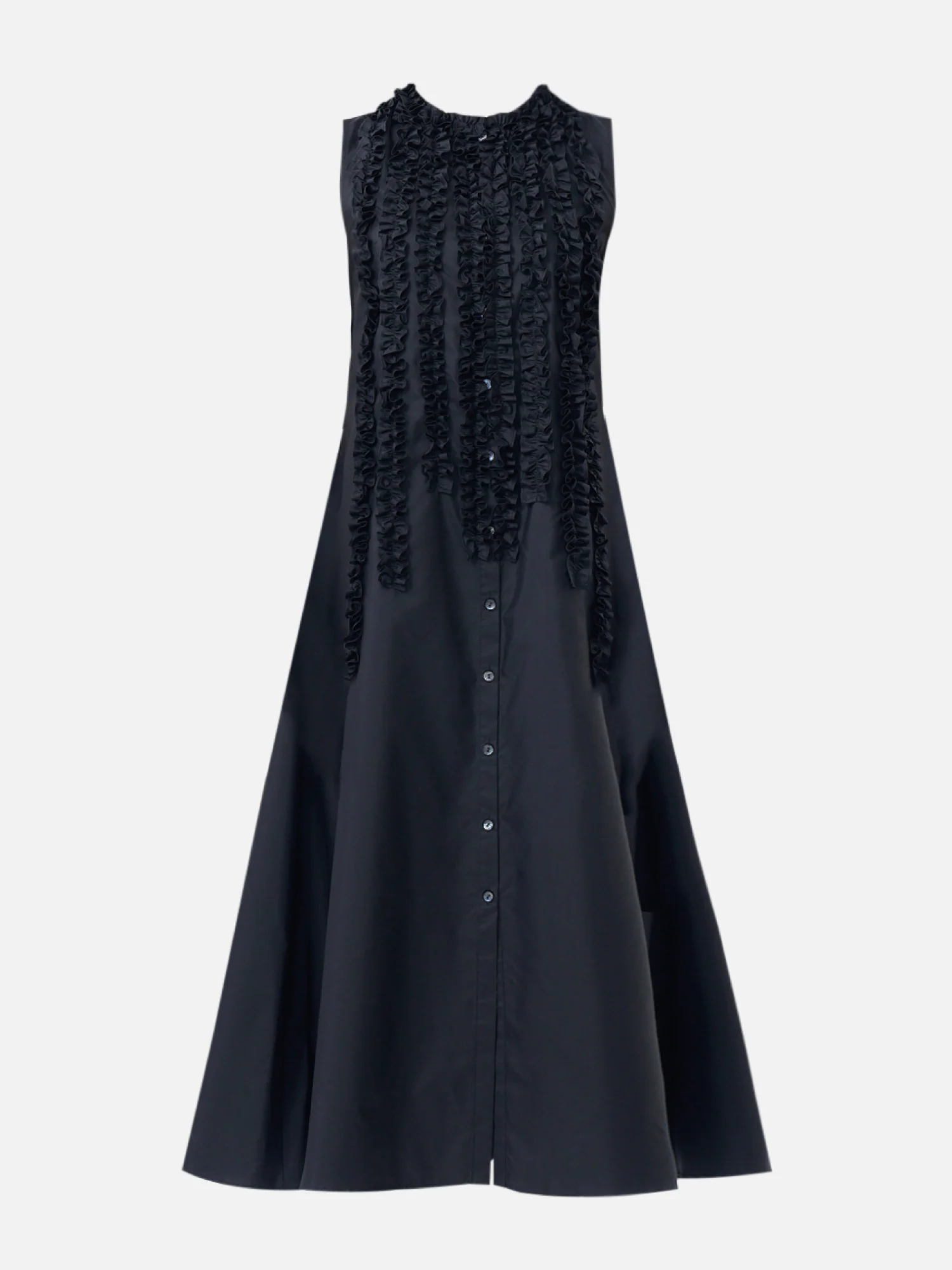 Elegant Sleeveless Frill Maxi Dress