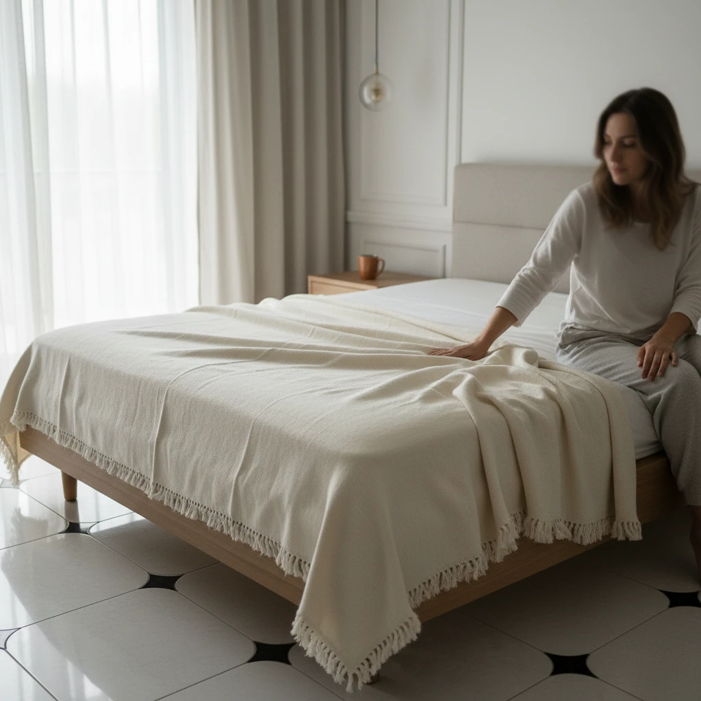 Handmade Cotton Coverlet – 180 × 240 cm | Fits 140–160 cm Beds