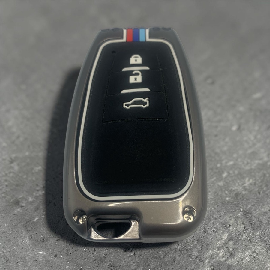 Car Key Silicone Metal Case for Corolla 3 buttons-KTOYOC