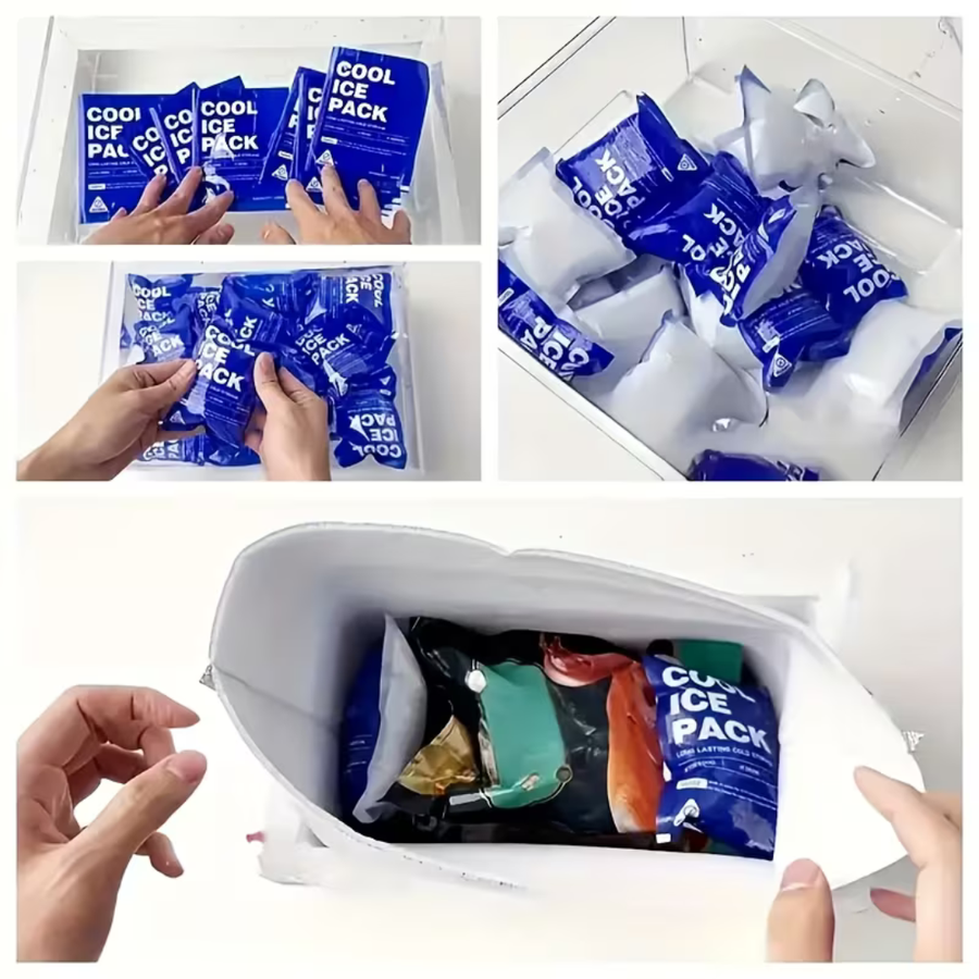 Reusable Ice Pack Set, 200 ml Large Capacity, 72-Hour Cold Retention, Portable Gel Packs