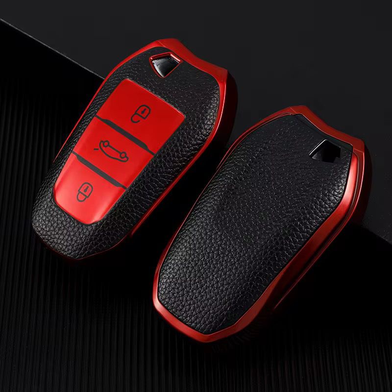 Car Peugeot TPU Leather Key Fob Cover-KPEU1