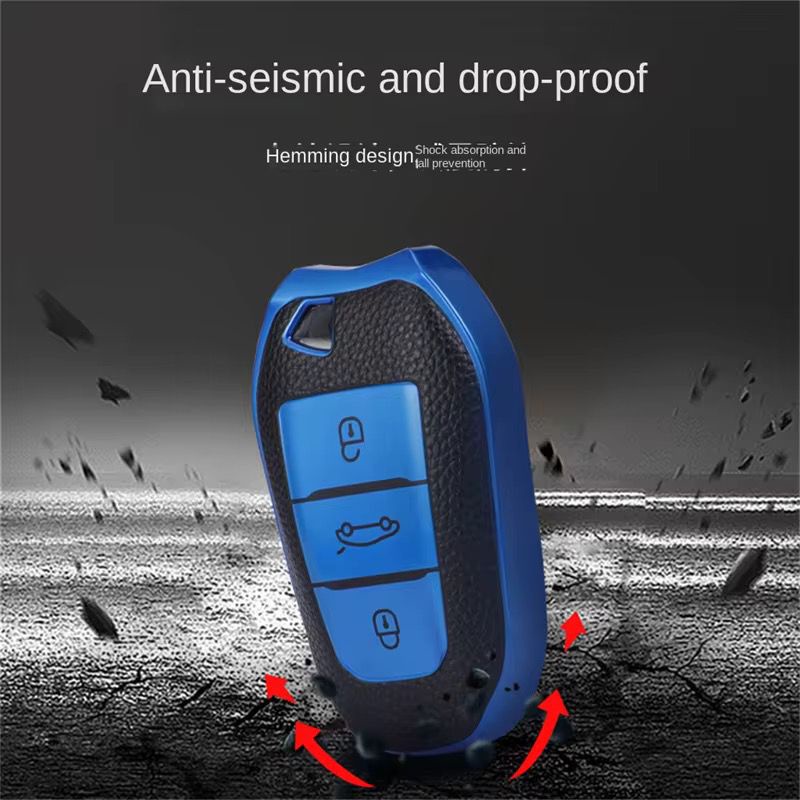Car Peugeot TPU Leather Key Fob Cover-KPEU1