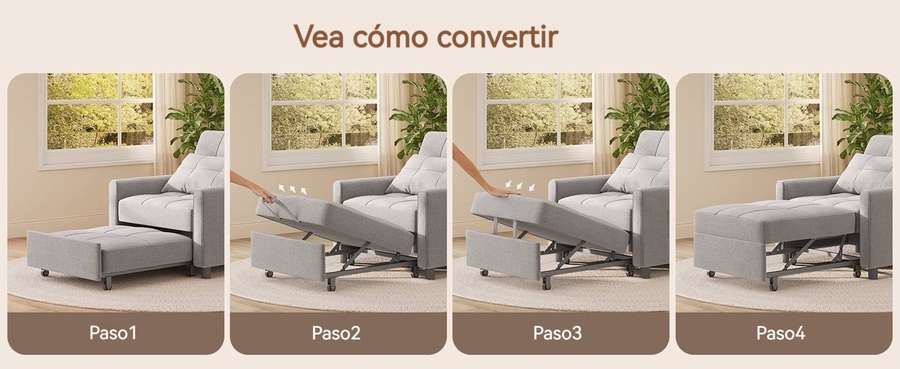 Modern 3 in 1 Pull Out Sofa Bed Sleeper Sofa Chair Bed  for Living Room