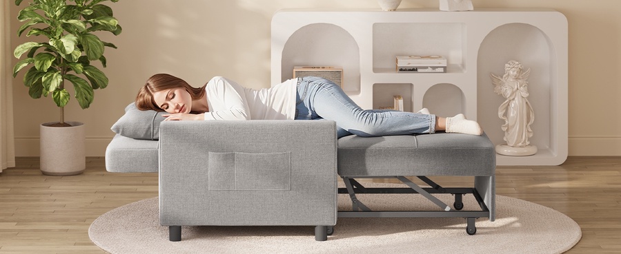Modern 3 in 1 Pull Out Sofa Bed Sleeper Sofa Chair Bed  for Living Room